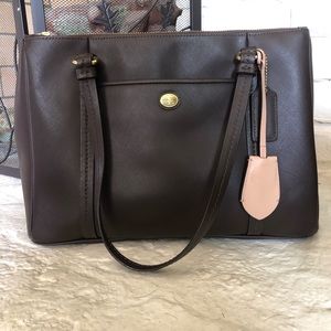 COACH Peyton Leather Jordan Double Zip Carryall